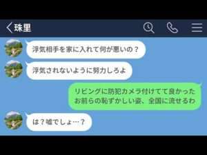 【LINE】一人暮らししてる大学生彼氏の家に浮気相手を連れ込んでた女→防犯カメラが設置してあって一気に形勢が逆転するwww【LINEドラマ】